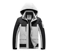 Giacche impermeabili da uomo in pile spesso giacca invernale con cappuccio impermeabile giacca a vento calda blocco di colore multi tasca giacca casual outdoor snowboard sci giacche, 1 bianco, XL