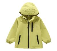 Giacche impermeabili per bambini Ragazzi Indietro Scuola Impermeabile Leggero Giacca antipioggia con cappuccio Full Zip Giacca a vento Cappotto Autunno all'aperto, Verde, 13-14 Years