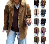 Giacche in pelle scamosciata per donna UK, casual smart oversize, con bottoni, a maniche lunghe, cappotto in ecopelle Y2k, abbigliamento autunnale alla moda, con tasche, S