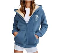 Giacche in pile da donna con cerniera intera, cappotto invernale da donna casual comodo foderato in pile felpa con cappuccio elegante capispalla con tasche tinta unita cappotti caldi leggeri top