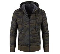 Giacche in pile da uomo con zip intera, felpe con cappuccio mimetiche da uomo con cappuccio invernale slim fit felpa ibrida isolante in pile con cappuccio tasca frontale felpa termica con polsino a