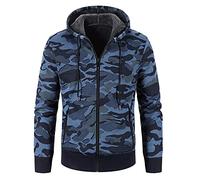 Giacche in pile da uomo con zip intera, felpe con cappuccio mimetiche da uomo con cappuccio invernale slim fit felpa ibrida isolante in pile con cappuccio tasca frontale felpa termica con polsino a