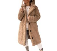 Giacche in pile sfocate per le donne abbottonate cappotto Sherpa Teddy Faux Fur Giacche Outwear, Khakia1, L