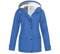 Giacche invernali da donna, giacca a vento con cappuccio, con tasche, leggera, impermeabile, per escursionismo e ciclismo, blu cielo, 5XL