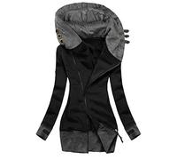 Giacche invernali da donna lunghe - zip up felpa con cappuccio da donna a maniche lunghe dimagrante top lunghi da indossare con leggings giacca felpa collo alto casual felpe con cappuccio aperto