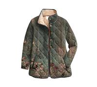 Giacche invernali da donna nel Regno Unito, piumino isolato per il freddo cappotto invernale sciolto-giacche trapuntate leggere da donna con bottoni a vita corta casual stampa floreale moda colletto