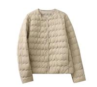 Giacche invernali da donna Regno Unito, giacca a maniche lunghe leggera piumino cappotto zip up-donna inverno tinta unita collo rotondo leggero imbottito giacche da donna per il Regno Unito cappotti