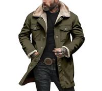 Giacche invernali da uomo, cappotti lunghi, giacca da camionista, foderata in pile sherpa, parka con tasche, casual, oversize, di media lunghezza, giacca cargo con bottoni, giacca a vento da lavoro