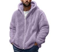 Giacche invernali da uomo con zip intera giacca in pile con cappuccio con polsini elasticizzati comodi cappotti versatili pesanti larghi casual top coat termico tempo libero, golf, viaggi, neve, sci