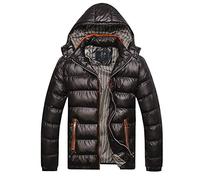 Giacche invernali da uomo, piumino termico spesso, giacca trapuntata con cappuccio staccabile, parka, antivento, giacca softshell leggera, giacca invernale imbottita interna, Nero , XL