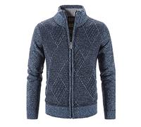 Giacche Invernali Uomo - Giacca Maglione Invernale da Uomo Manica Lunga più Dolcevita in Velluto Maglione Spesso a Quadri con a Blocchi di Diamanti Giacca Cardigan alla (Blue, L)