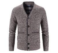 Giacche Invernali Uomo - Uomo Casual Solido Button Down Manica Lunga Tasca Cardigan Caldo Sciolto Inverno Giacca Cappotto per Lavoro A Casa (Coffee, M)