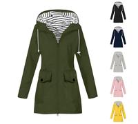 Giacche lunghe da donna Giacca da trekking da donna Giacche casual a righe leggere giacche casual con cappuccio Cappotto impermeabile tinta unita Giacca da passeggio all'aperto leggera ad asciugatura