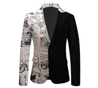 Giacche monopetto impiombato contrasto colore abito da uomo Dramma Costume mezzo lato contrasto colore impiombato Blazer, Giornale, L