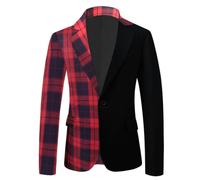 Giacche monopetto impiombato contrasto colore abito da uomo Dramma Costume mezzo lato contrasto colore impiombato Blazer, Controlli di bufalo, L