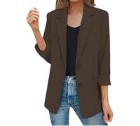 Giacche per le donne Business Casual Aperto Anteriore Manica Lunga Lavoro Ufficio Risvolto Colletto Bottoni Blazer, Caff, M