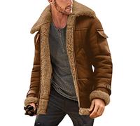 Giacche Pilota per Uomini Uk - Colletto a Lapel Manica Lunga Imbottito Giubbotto da Aviatore Bomber in Faux Shearling Pelle di Pecora Giubbotto Vintage Imbottito Taglia Grande Invernale per Uomini