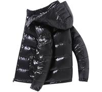 Giacche Piumino da Uomo Pesanti Trapuntate Lucide Performance con Cappuccio Puffer (Nero, 3X-Large)