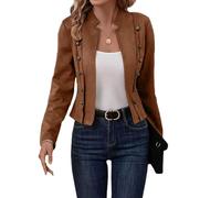 Giacche ritagliate da donna casual da lavoro a maniche lunghe aperto sul davanti giacca blazer cappotti giacche invernali leggere per le donne, Marrone, M