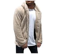 Giacche soffici da uomo casual in tinta unita a maniche lunghe in pile Teddy Fleece giacca con cappuccio aperto sul davanti cardigan in tinta unita calda felpa maglione top pullover giacche cappotto