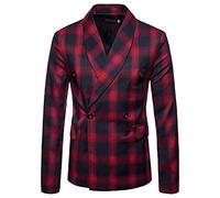 Giacche Uomo Casual Giacca Doppiopetto Slim Fit a Righe Classica Blazer a Righe Verticali con Due Bottoni Giacca Abito a Quadri Giacca da Lavoro con Revers Smoking da Sposa Elegante Cappotto