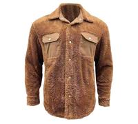 Giacche Uomo, Giacca in Pile da Uomo Invernale con Colori Contrastanti e Design a colage (Brown, M)