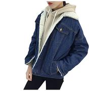 Giacchetto Jeans da Donna,Button Down Boyfriend Jean Jacket Taglie Forti Giacca Primaverile Casual Con Tasche elegante, leggera vestibilità Regolare Denim Capispall Cappotto Moto Outwear