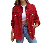 Giacchetto Jeans da Donna,Cardigan Abbottonato Estivo Giacca Denim Donna vestibilità Aderente Estiva in Camicia con Colletto Rovesciato Cappotto per Primavera Autunno