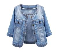 Giacchetto Jeans da Donna Giacca Leggera con Bottoni E Tasche vestibilità Aderente Taglie Forti a Vento Maniche Lunghe Casual Giacche per la Mezza Stagione