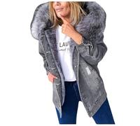 Giacchetto Jeans da Donna,Lavaggio Vintage Giacca a Vento Taglie Forti Primaverile vestibilità aderente di Denim Donna Camicia con Colletto Rovesciato Stagione Streetwear