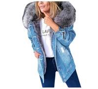 Giacchetto Jeans da Donna,Lavaggio Vintage Giacca a Vento Taglie Forti Primaverile vestibilità aderente di Denim Donna Camicia con Colletto Rovesciato Stagione Streetwear