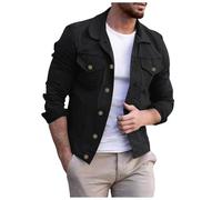 Giacchetto Jeans Uomo, Giubbino Uomo Estivo, Giacca Trucker Leggera Casual Button Down Risvolto Giacca in Denim Stretch retrò Biker Cappotto Giacca in Jeans per Il Tempo Libero