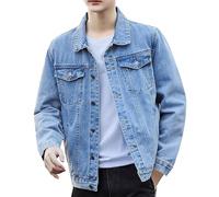 Giacchetto Jeans Uomo, Giubbotto Uomo Estivo, Corta Denim Trucker Manica Lunga Denim Giacca Giubbino Motociclista Outerwear Felpa Slim Fit Cappotto Oversized Giacca a Vento Giacca da Camionista