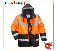 Giaccone Ad Alta Visibilità Imbottito Arancio/Navy