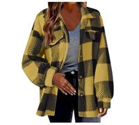Giaccone Invernale Donna a Quadri Oversize Curvy Giacche Pile Senza Cappuccio Plaid Flanella Giacca Da Camera Con Bottoni Morbido Comodo Giubbotti Firmati Manica Lunga Cappotto Elegante Mezza Stagione