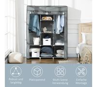 Giacenza tessile HOMCOM con 8 ripiani e supporto per abiti pieghevole in grigio chiaro perfetta per soggiorno e camera da letto