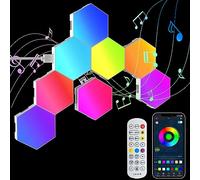 GIACOMO Esagonali LED Luci Parete, 8PCS Esagonale Muro Luci, Smart RGB Gaming Pannelli con App e Telecomando, Sincronizzazione Musicale Esagono Parete Lampada, per Sala Giochi,Decorazione Della Stanza