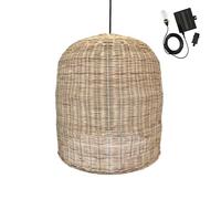 GIACOMO SOLAR Sospensione solare in rattan naturale con cavo ibrido di rete e solare 5 m di lunghezza