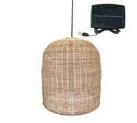 GIACOMO SOLAR Sospensione solare in rattan naturale con cavo ibrido di rete e solare 5 m di lunghezza