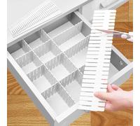 GIAK 16 PCS Divisori per Cassetti Separatori per Cassetti Regolabili Organizer per cassetti per Organizzatore per Cassetti per Ufficio Bagno Cucina o Camera da Letto organizzatore cassetti (Bianco)