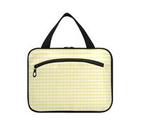 Giallo a scacchi modello appeso oggetto borsa da viaggio con gancio, accessori di design kit Bag per gli uomini per il viaggio trucco viaggio bolso para maquillaje de Mujer, Motivo a scacchi giallo, M