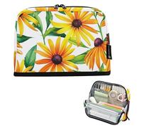 Giallo Arancione Rudbeckia Margherite Floral Pencil Pouch Zipper Pencil Case Big Pencil Storage Bag Classroom Pen Bag Boys Funny Stationery Kids Back to School Supply