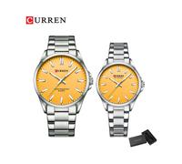 (giallo argento) Orologi da coppia del marchio CURREN per gli amanti, semplici e classici, al quarzo,