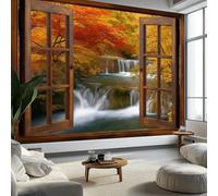 Giallo Arte murale moderna carta da parati panoramica 250 x 175 cm Autunno Finestra Stracci Murali in tessuto non tessuto carta da parati fotografica da parete murale, per soggiorno camera