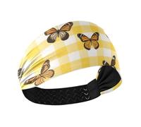 Giallo Bianco Check Plaid Farfalla no slip sudore assorbente fascia elastica sudore per make up Running Pallavolo cintas para el pelo de mujer