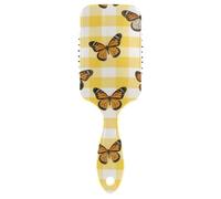 Giallo Bianco Check Plaid Farfalla spazzola per capelli delicata per le donne nere Progettato massaggio del cuoio capelluto per capelli corti con manico ergonomico cepillo para pelo rizado