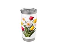 Giallo Bianco Rosso Primavera Tulipano Narciso Bouquet Forme Mania Bicchiere termico in acciaio inox doppia parete