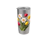 Giallo Bianco Rosso Primavera Tulipano Narciso Bouquet Forme Mania Bicchiere termico in acciaio inox doppia parete