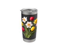 Giallo Bianco Rosso Primavera Tulipano Narciso Bouquet Forme Mania Bicchiere termico in acciaio inox doppia parete
