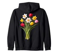 Giallo Bianco Rosso Primavera Tulipano Narciso Bouquet Forme Mania Felpa con Cappuccio